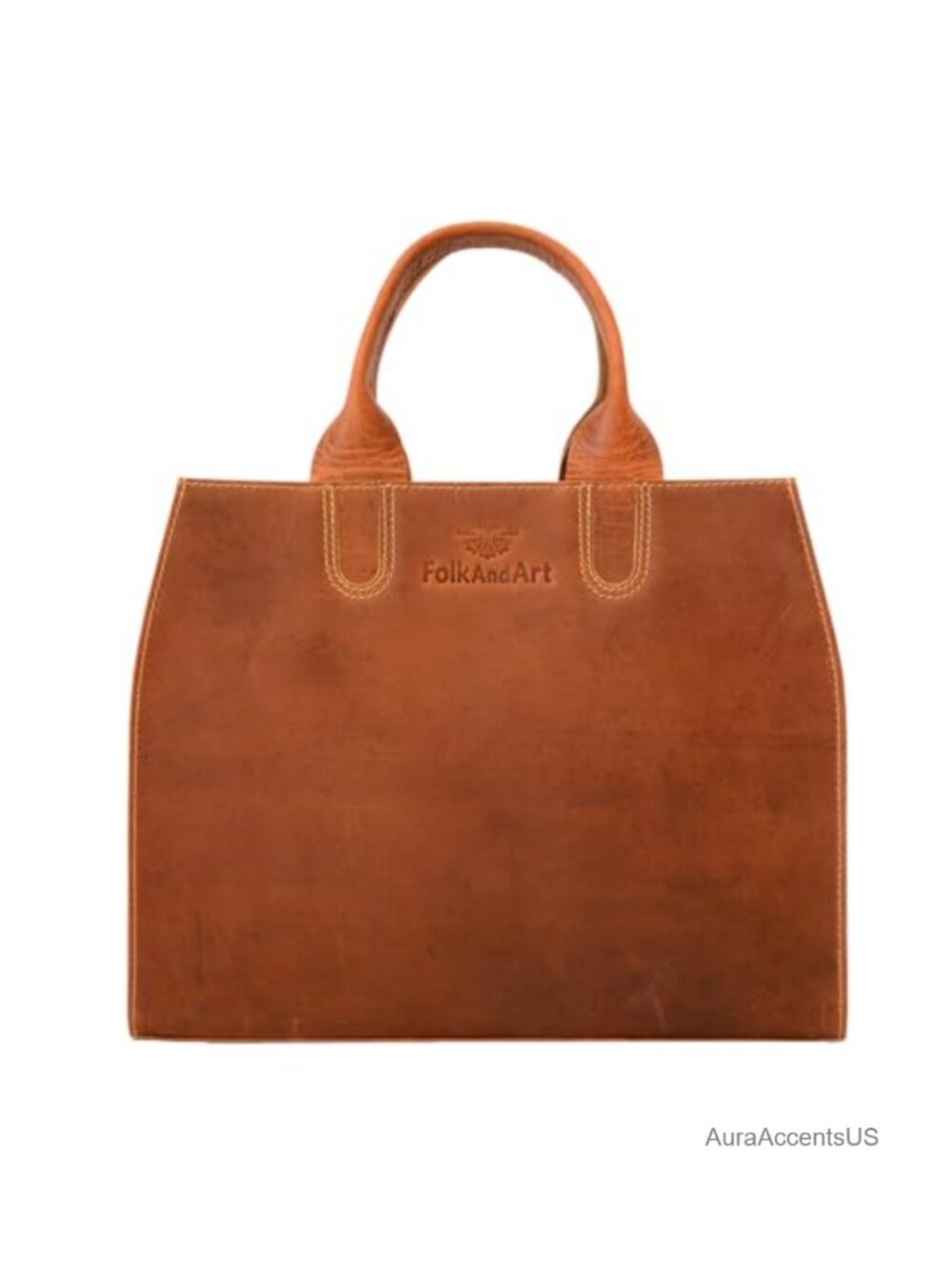 Full-Grain Buff Leather Tote Bag Handmade Shoulder Bag Satchel Hobo Office